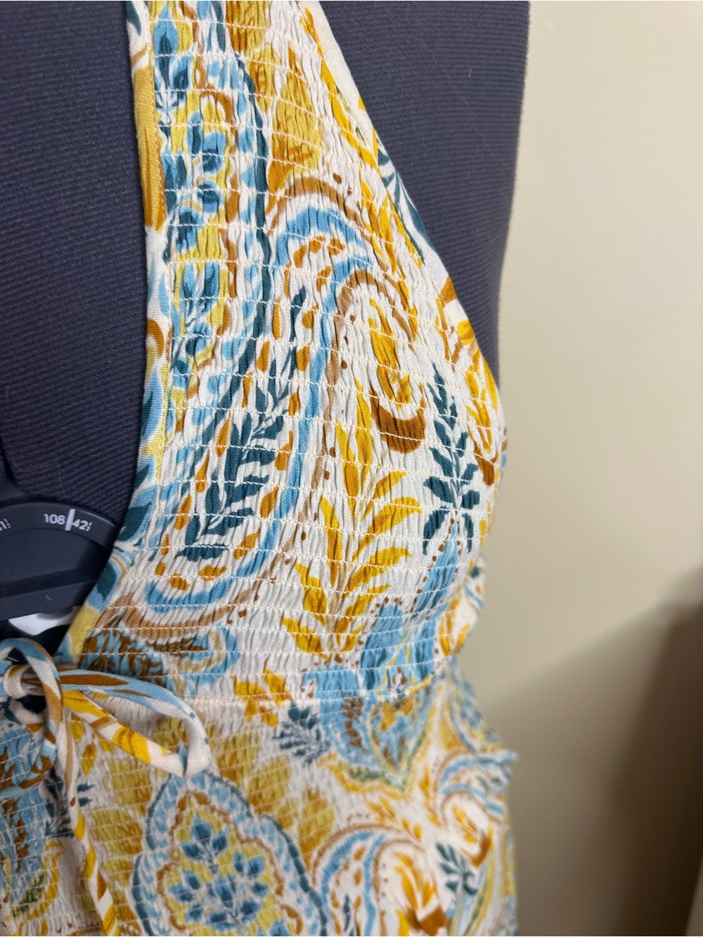 NWT Patrons of Peace Boho Halter Maxi Dress in Yellow Blue size medium - Picture 9 of 9